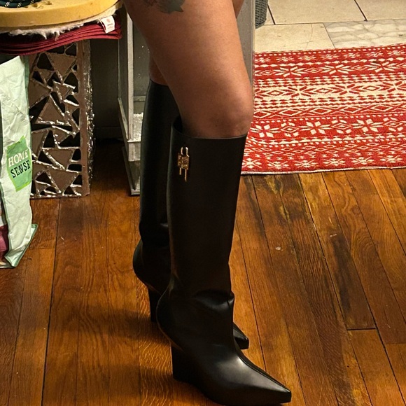 Givenchy lock 80 leather wedge tall boot - Picture 2 of 4